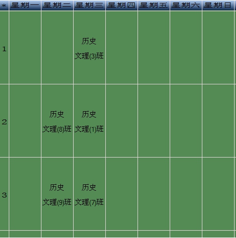 排课软件:调整后的教师课程表